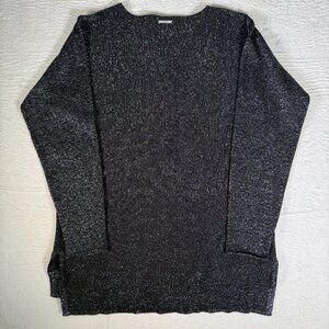 Michael Kors Metallic Shimmering Silver Long Sleeve Knit Top Size S